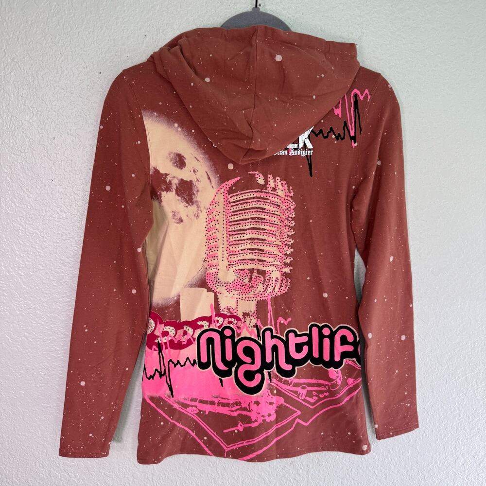 Christian Audigier Y2K Jacket Womens XS Crystal Rock Nightlife Singer Hoodie NEW - Picture 2 of 12